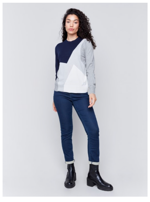 Charlie B - Color Block Crew Neck Sweater