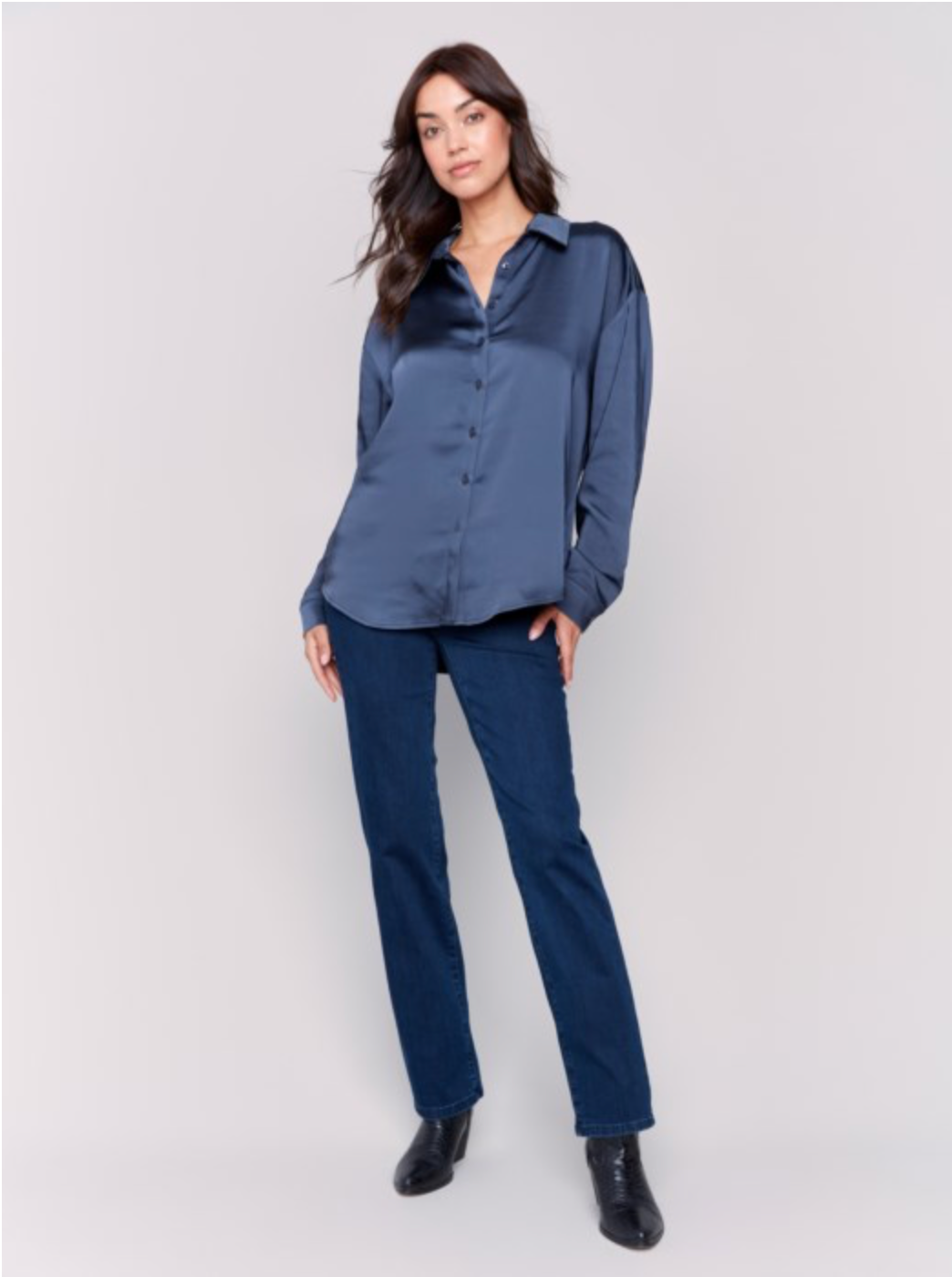 Charlie B - Solid Satin Button Down Shirt