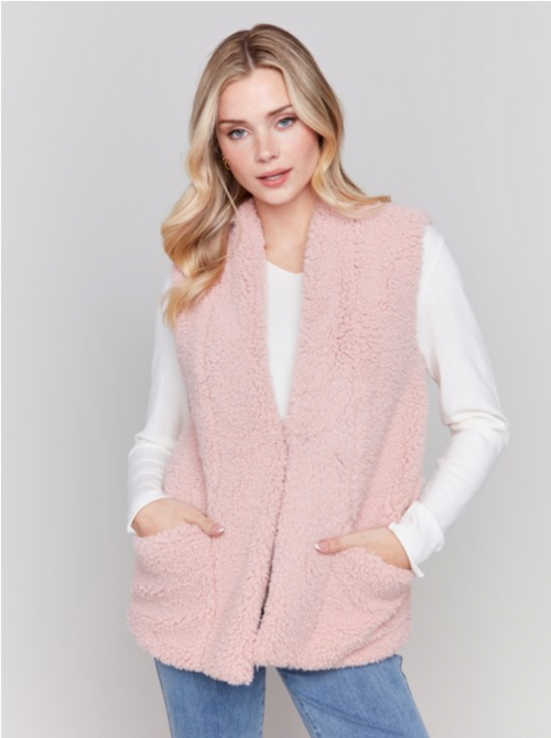 Charlie B - Rose Quartz Faux Fur Vest
