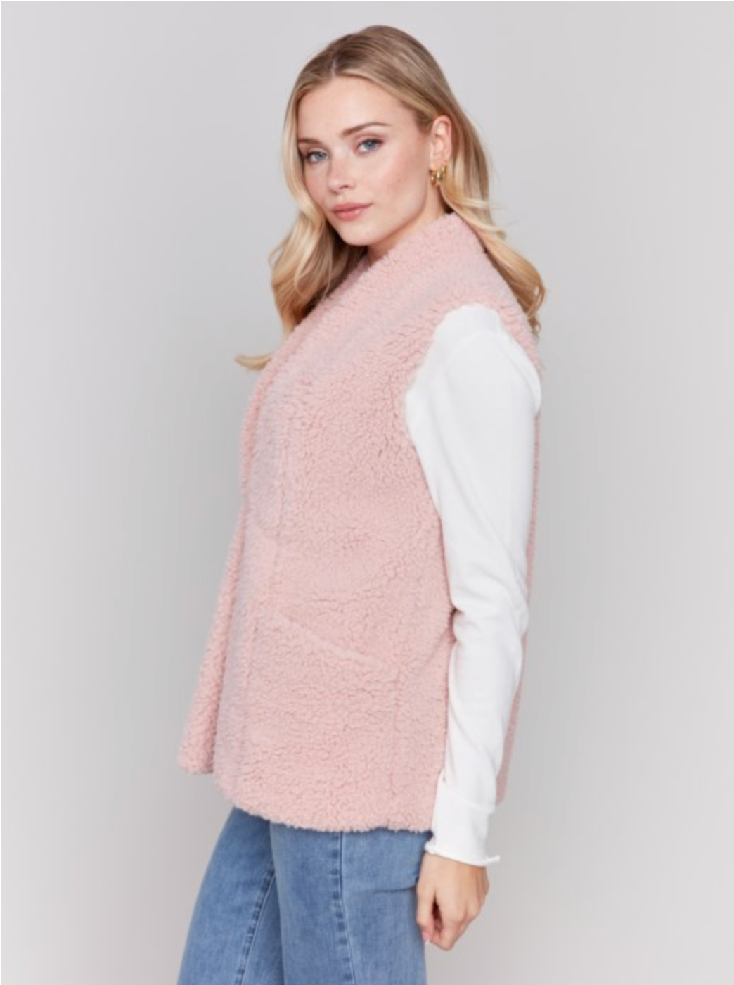 Charlie B - Rose Quartz Faux Fur Vest