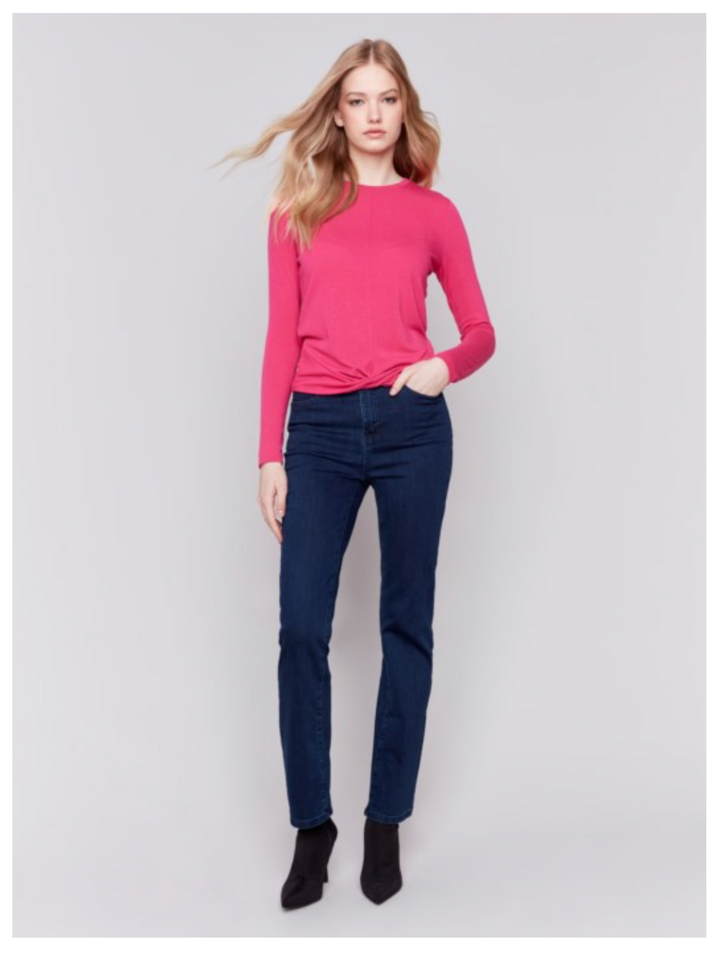 Charlie B - Crew Neck Front Knot Sweater