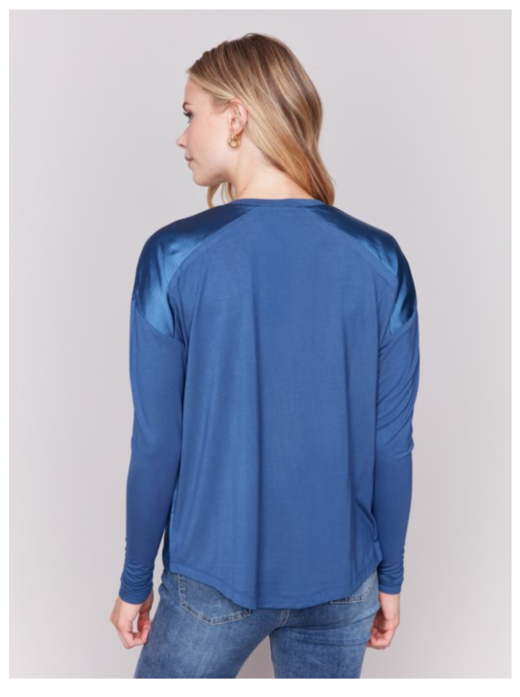 Charlie B - Satin Jersey Knit V-Neck Top