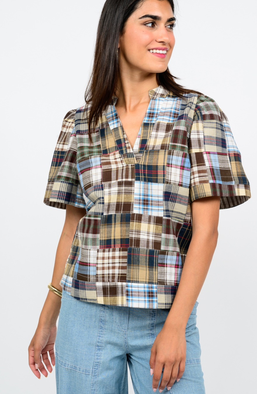 Ivy Jane - Fall Plaid Short Sleeve Pullover Top