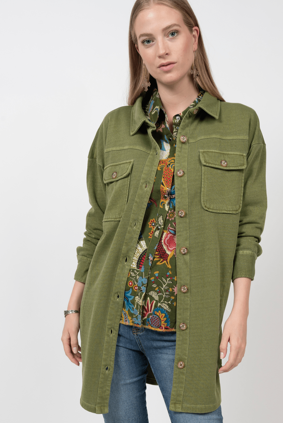 Ivy Jane - Olive Button Down Denim Jacket Dress