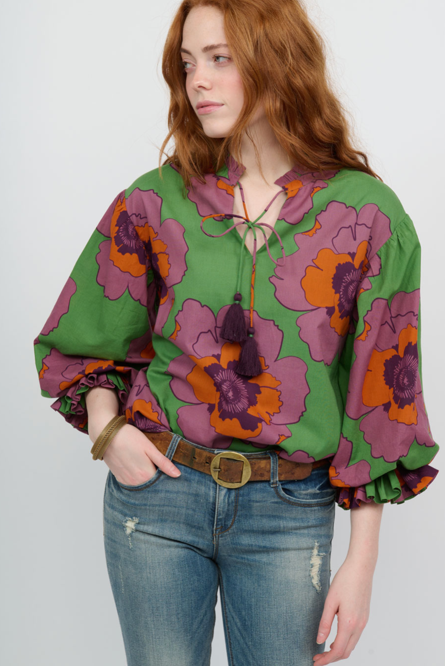 Ivy Jane - Retro Floral Big Sleeve Top