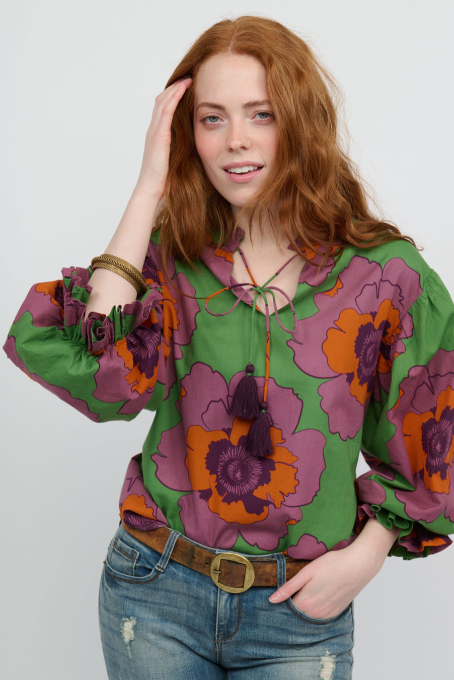 Ivy Jane - Retro Floral Big Sleeve Top