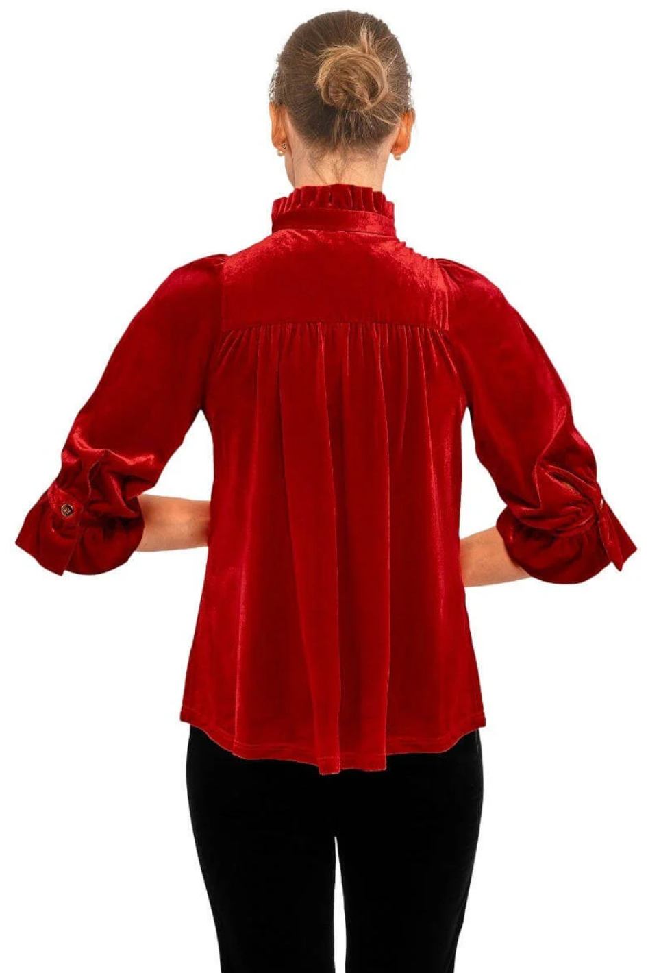 Gretchen Scott - Red Rufflneck Velvet Tunic