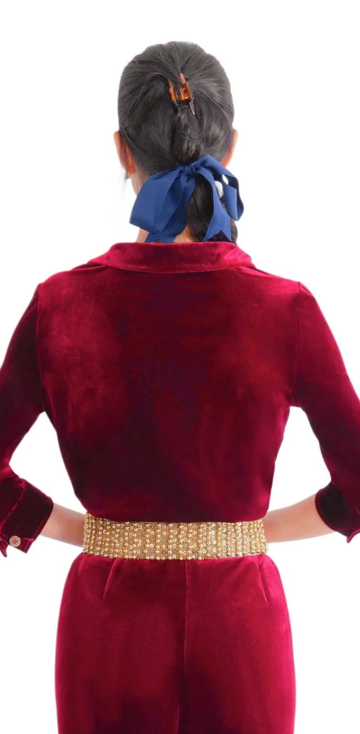Gretchen Scott - Pop Over Silky Velvet Top - Burgandy