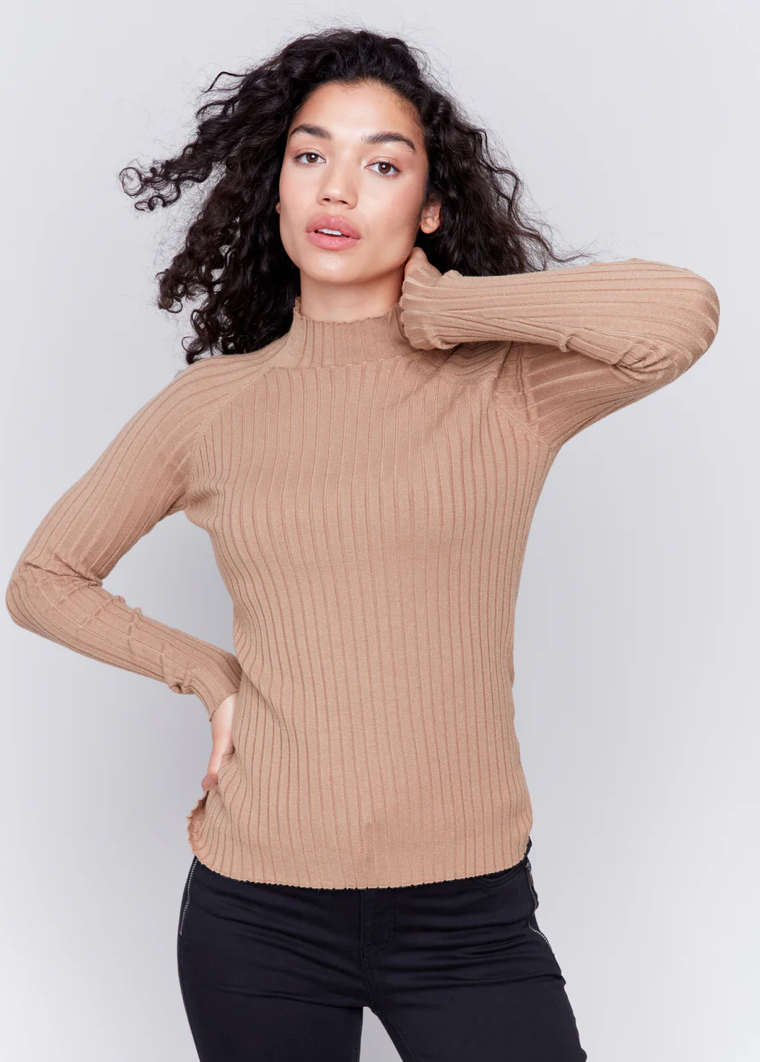 Charlie B - Ribbed Knit Mock Neck Sweater