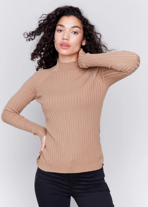 Charlie B - Ribbed Knit Mock Neck Sweater