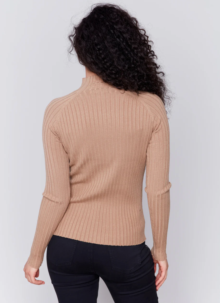 Charlie B - Ribbed Knit Mock Neck Sweater