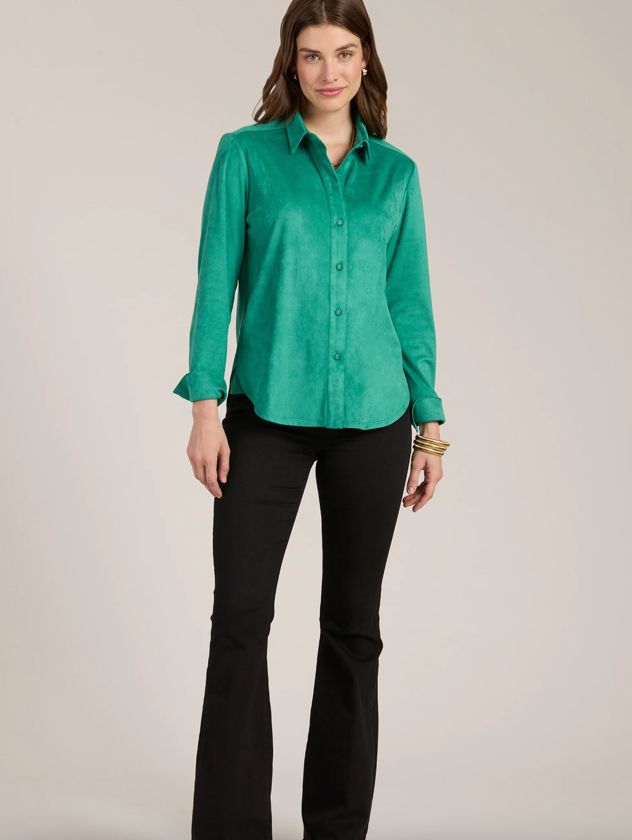 Tyler Böe - Faux Suede Button Up Top