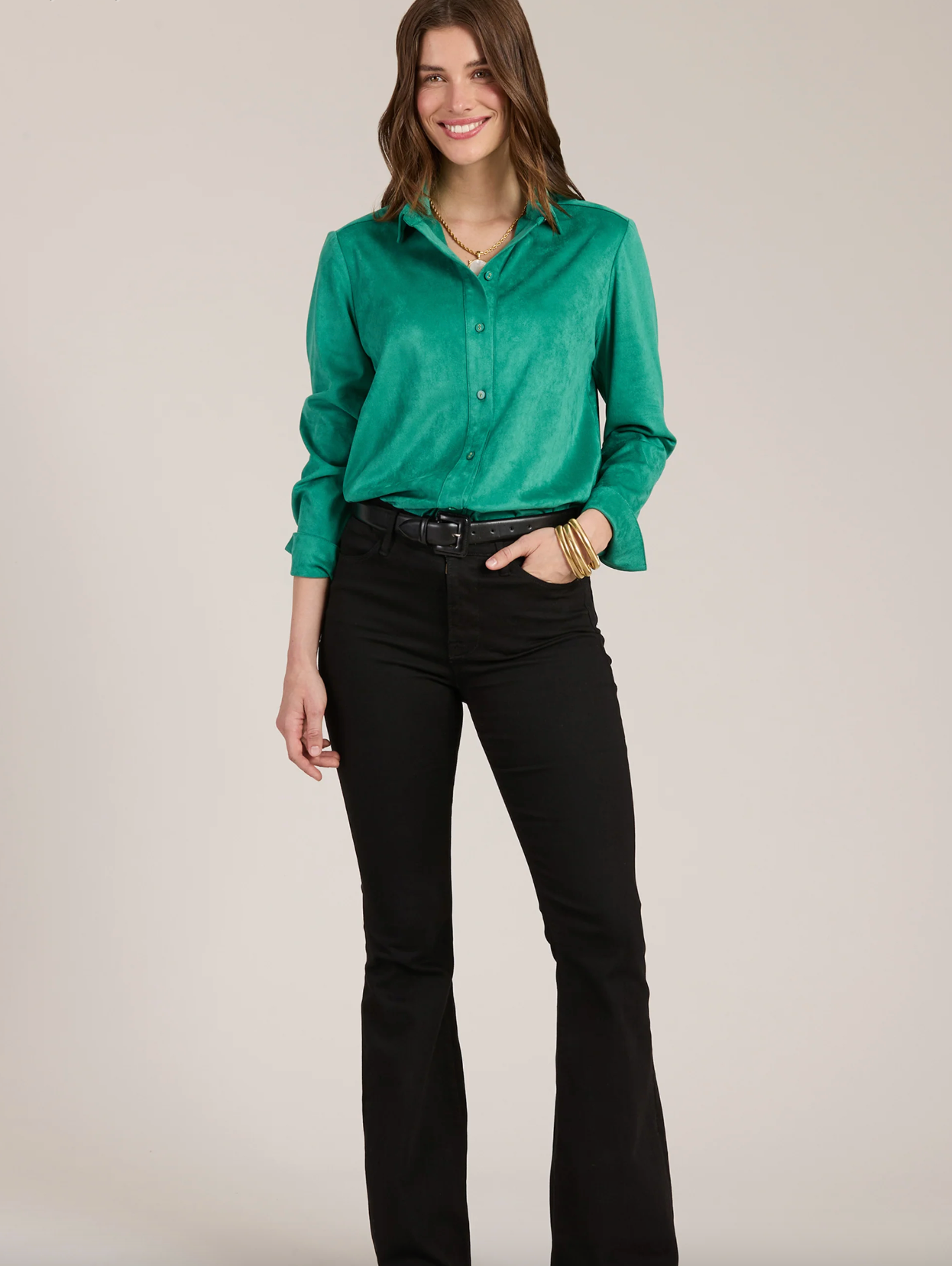 Tyler Böe - Faux Suede Button Up Top