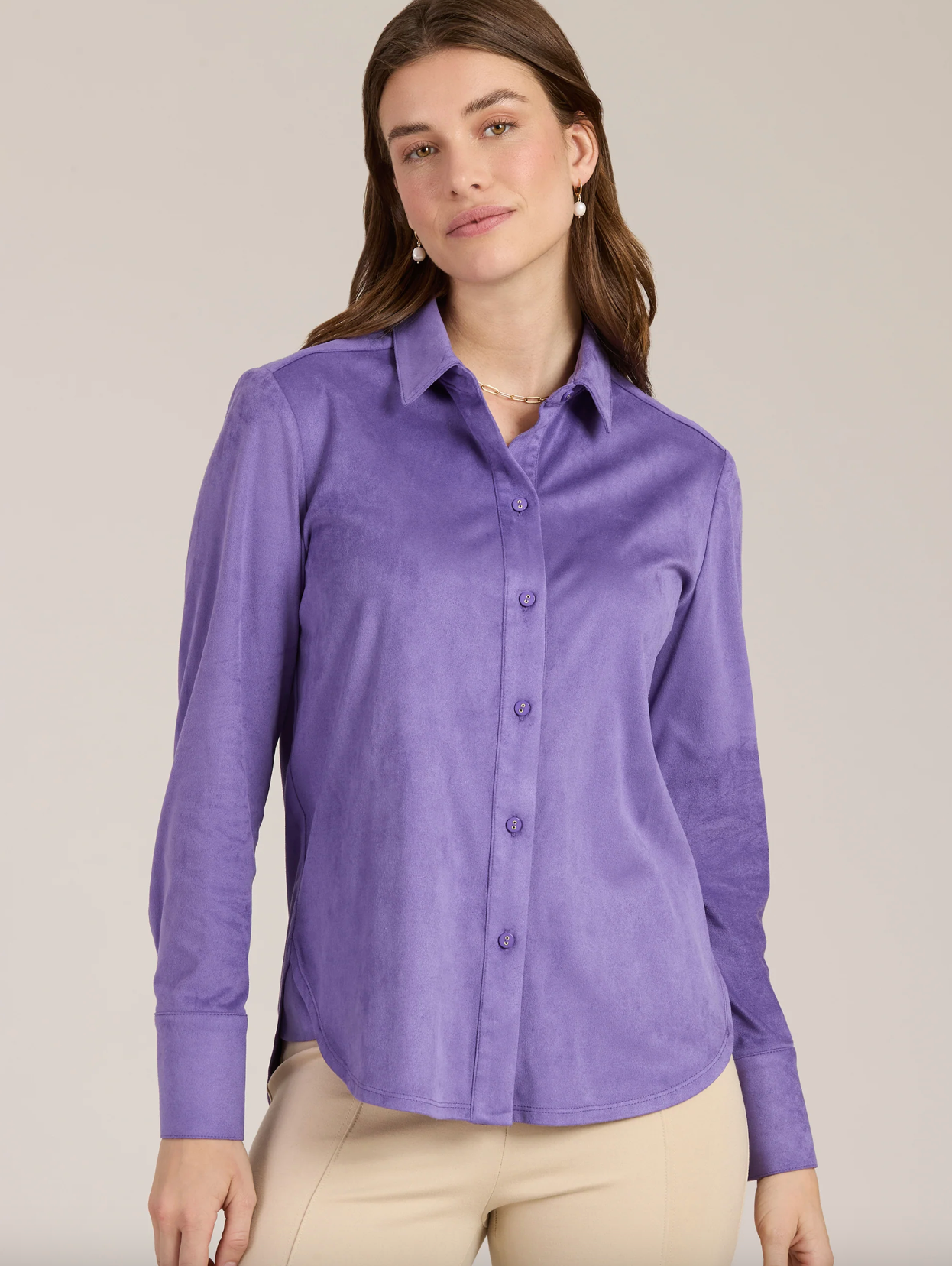 Tyler Böe - Faux Suede Button Up Top