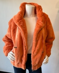 Love Token - Tangerine Faux Fur Coat with hood