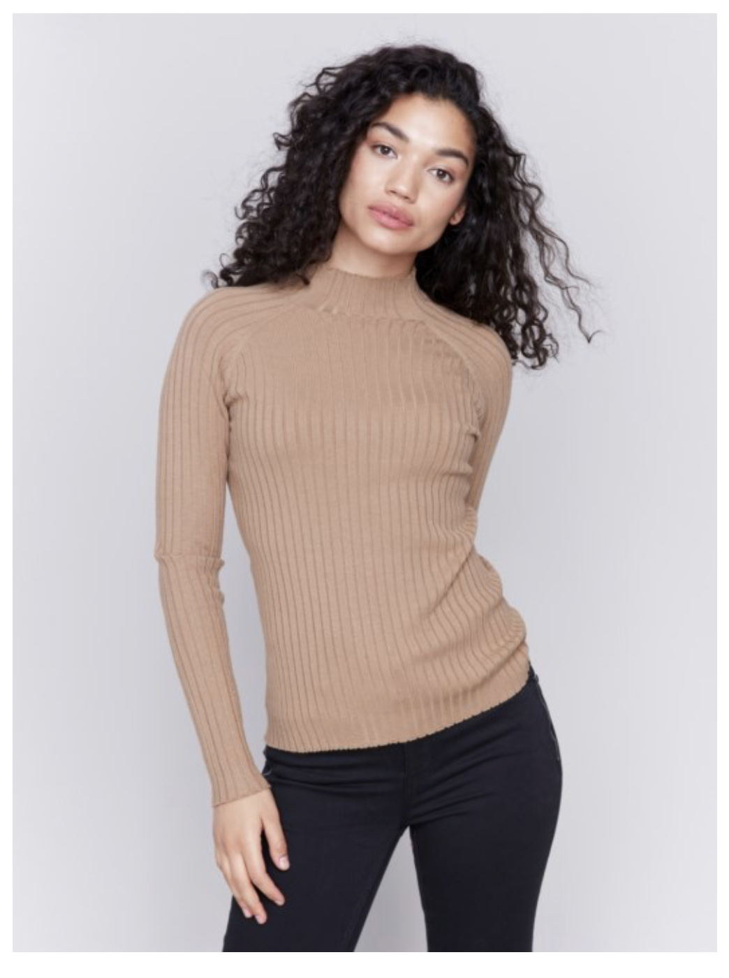 Charlie B - Ribbed Mock Turtle Neck Sweater