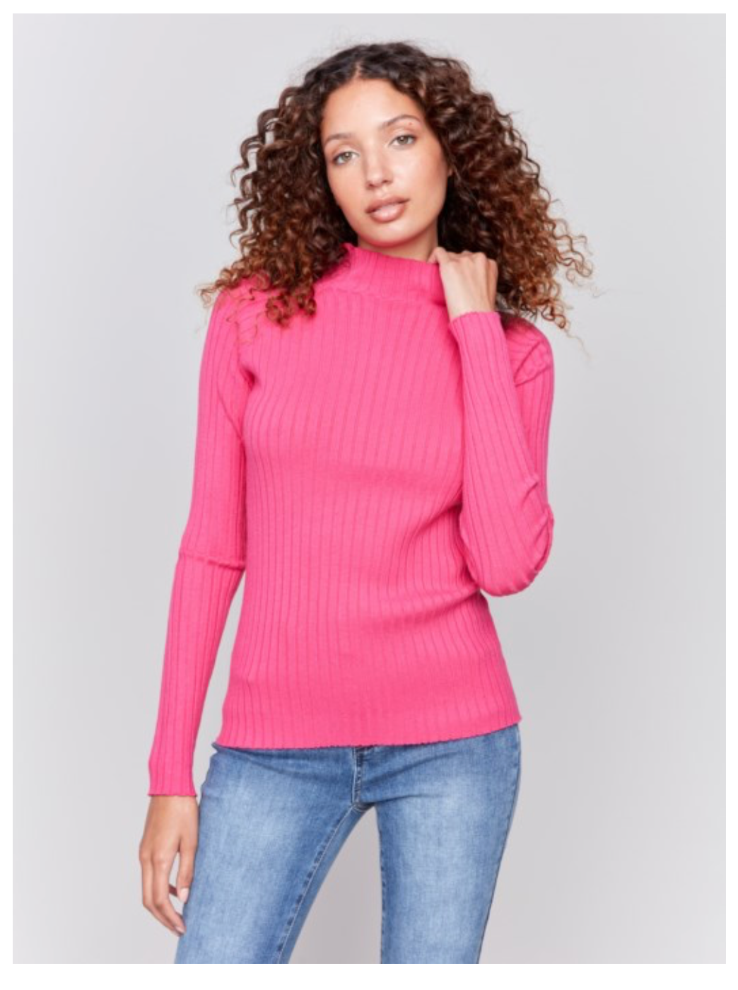 Charlie B - Ribbed Mock Turtle Neck Sweater