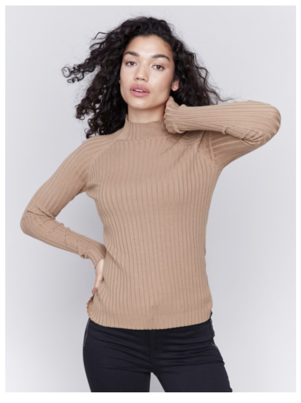 Charlie B - Ribbed Mock Turtle Neck Sweater
