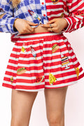 Queen of Sparkles Blue & Red Colorblock USA Picnic Short