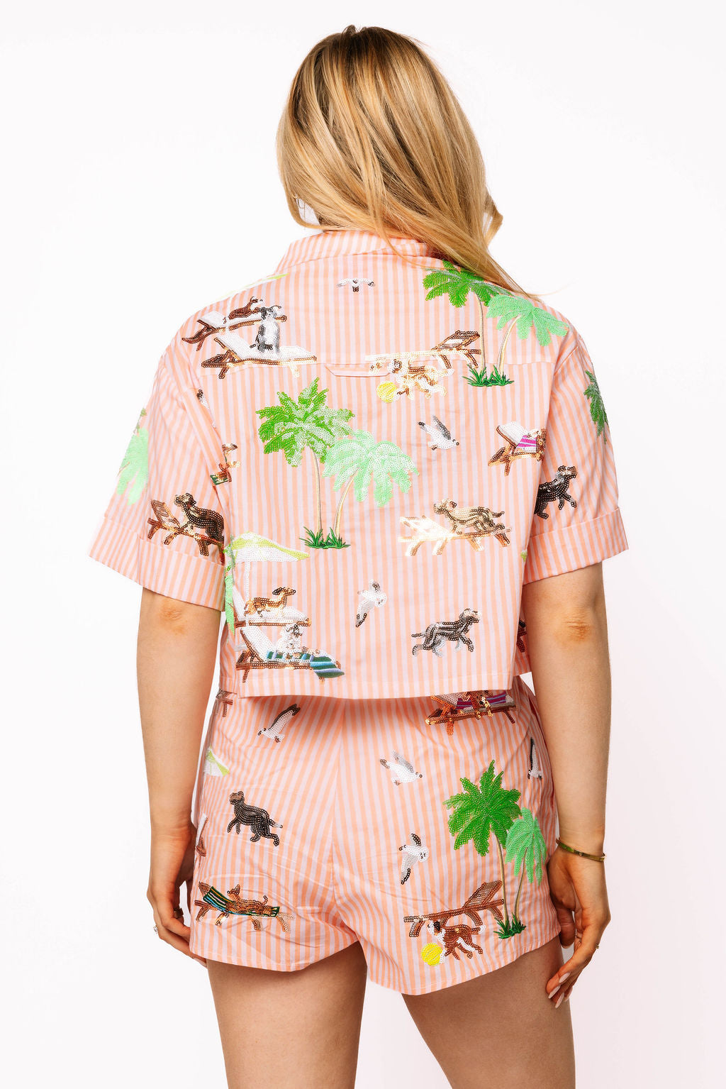 Queen of Sparkles Orange Stripe Dog at the Beach Cotton Top