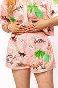 Queen of Sparkles Orange Stripe Dog at the Beach Cotton Short