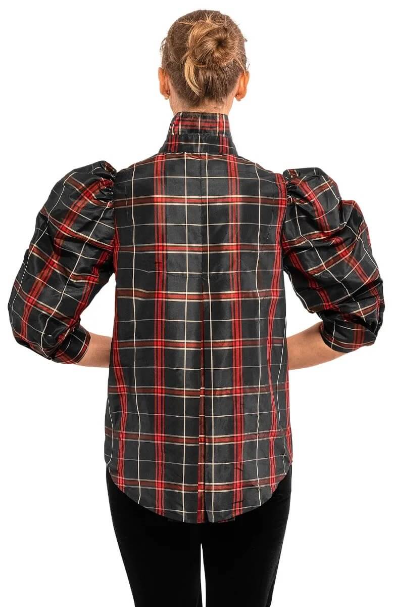 Gretchen Scott - Silk Juliette Blouse Plaid Black