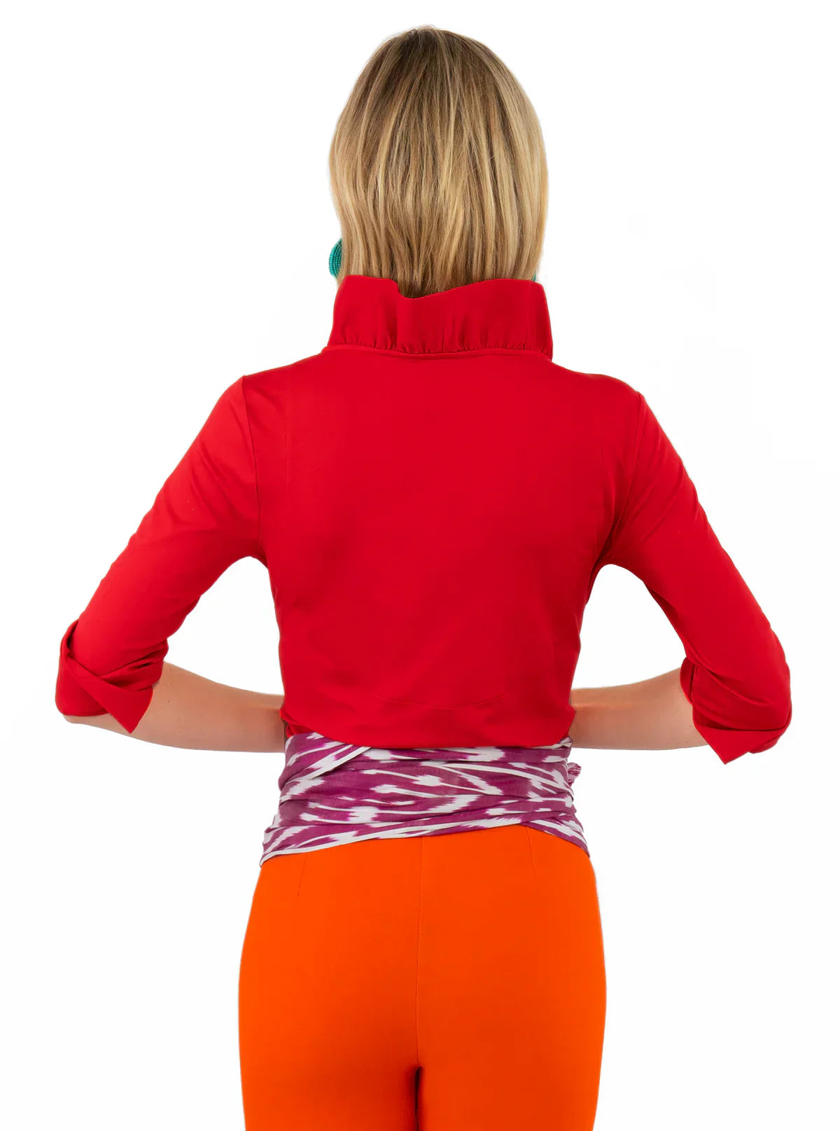 Gretchen Scott - Jersey Ruffneck 3/4 Sleeve Top - Solid