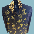 Berek Black Mesh Gold Presents Button Up Top