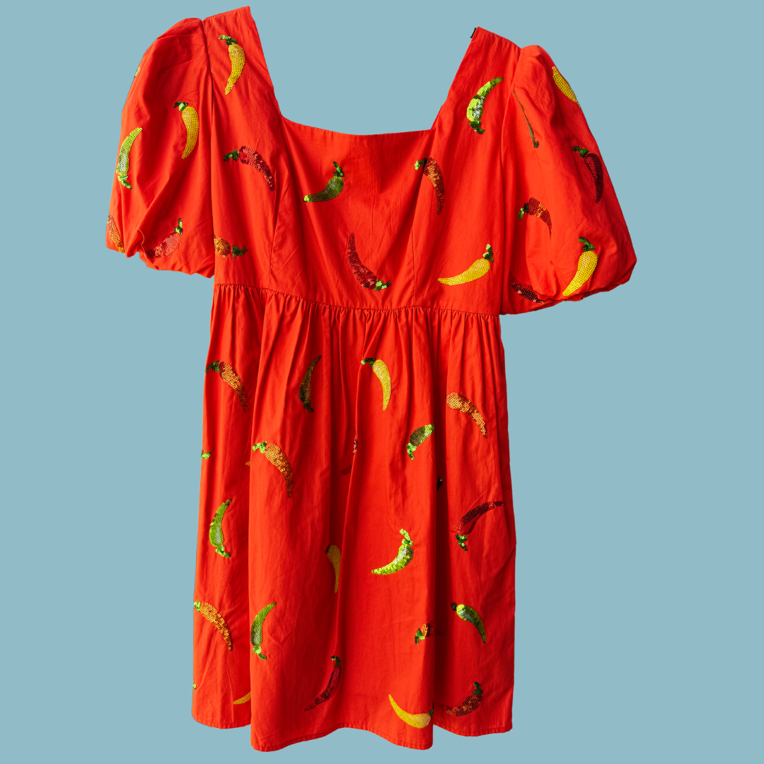 Queen of Sparkles - Orange Chili Peppers Dress