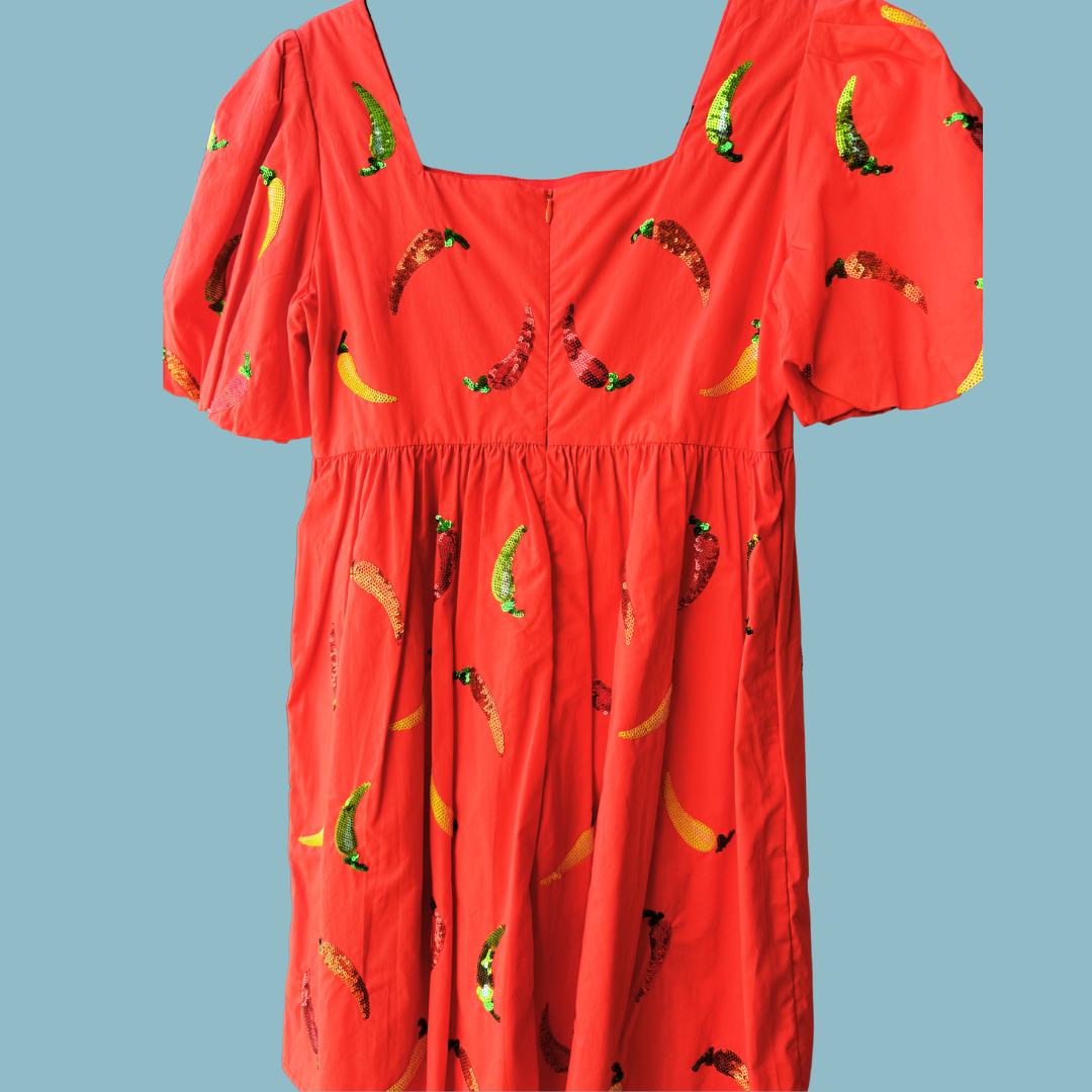 Queen of Sparkles - Orange Chili Peppers Dress