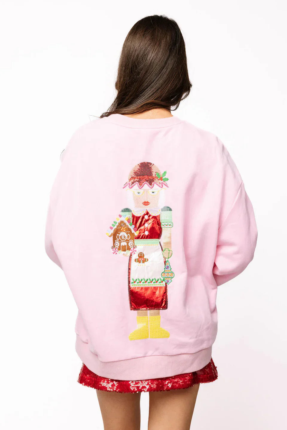 Queen of Sparkles-Light Pink Mrs. Clause Sweatshirt
