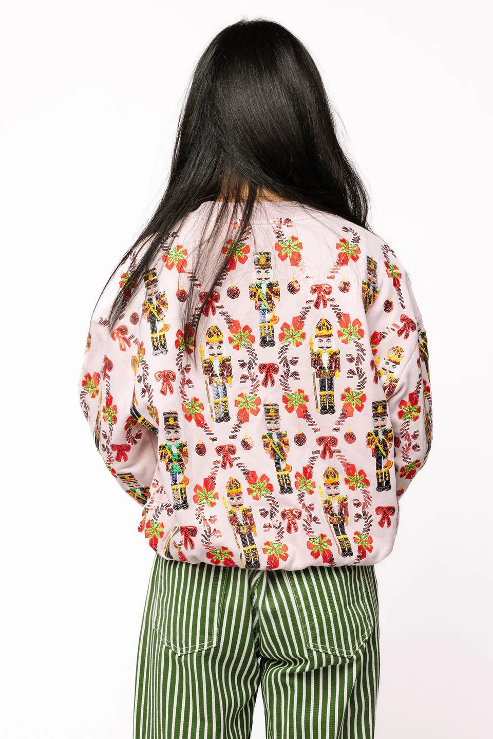 Queen of Sparkles-Light Pink Nutcracker & Candy Cane Sweatshirt