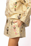 Queen of Sparkles-Gold Stripe Nutcracker Short