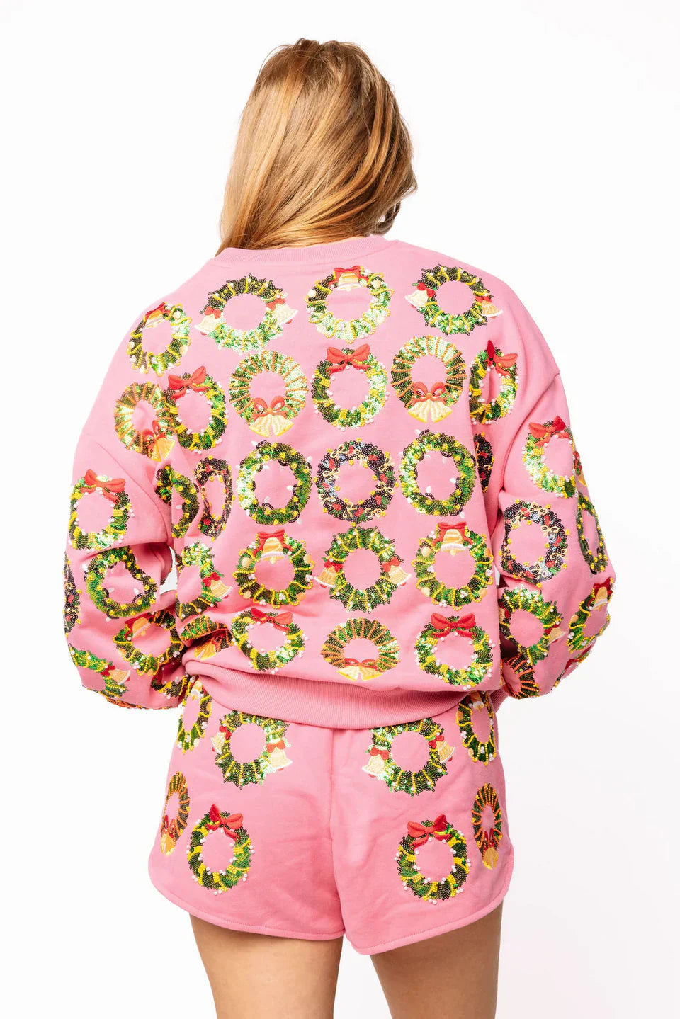 Queen of Sparkles-Hot Pink Multi Wreaths Sweatshirt
