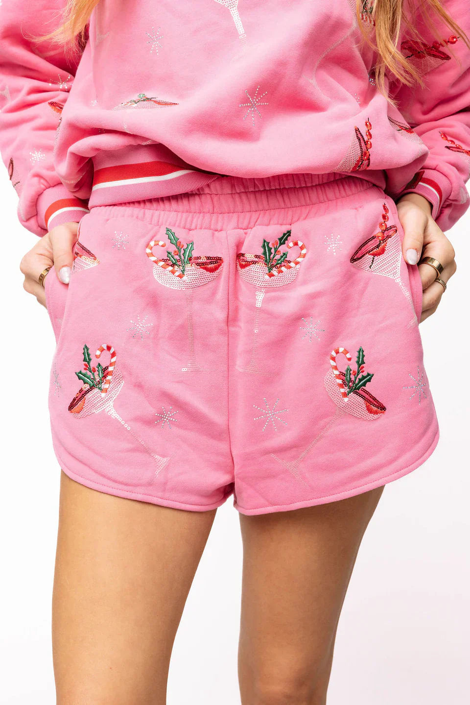 Queen of Sparkles-Bright Pink Christmas Cocktail Short