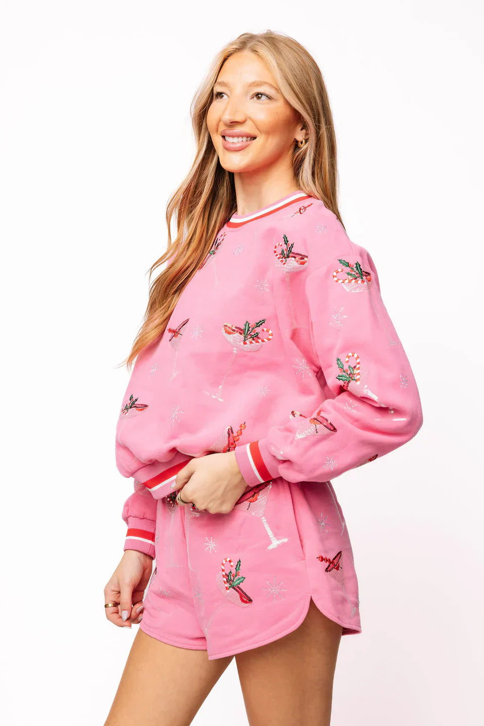Queen of Sparkles-Bright Pink Christmas Cocktail Short