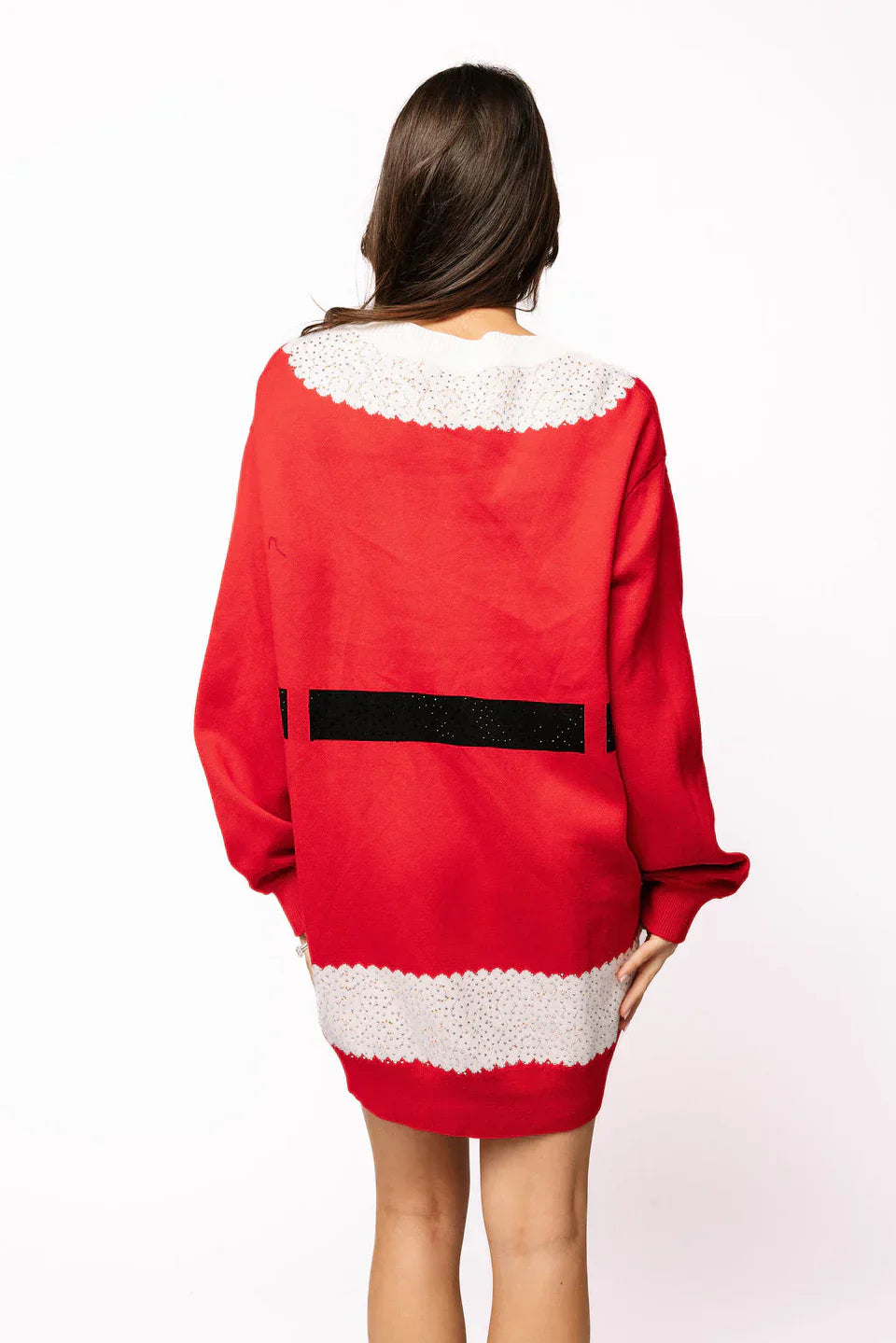 Queen of Sparkles-Red Santa's Coat Sweater Dress – A Unique Boutique