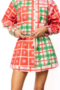 Queen of Sparkles Red, Green, Ivory & Pink Plaid Rhinestone Skort
