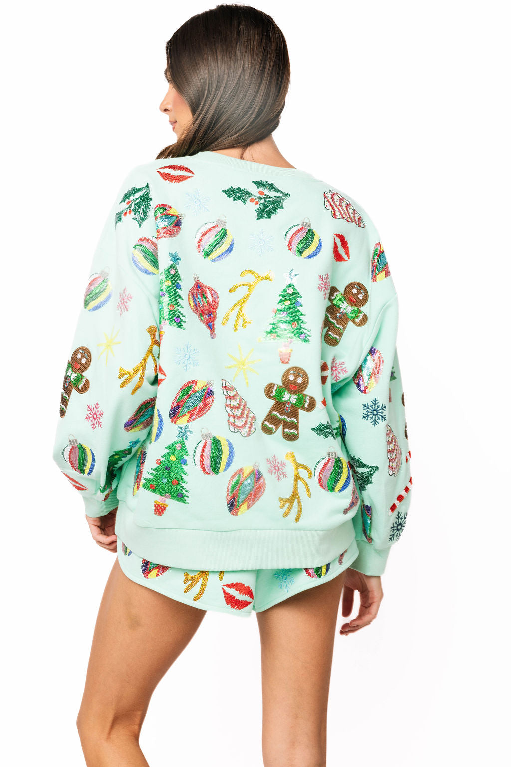 Queen of Sparkles Mint Multi Christmas Icons Sweatshirt