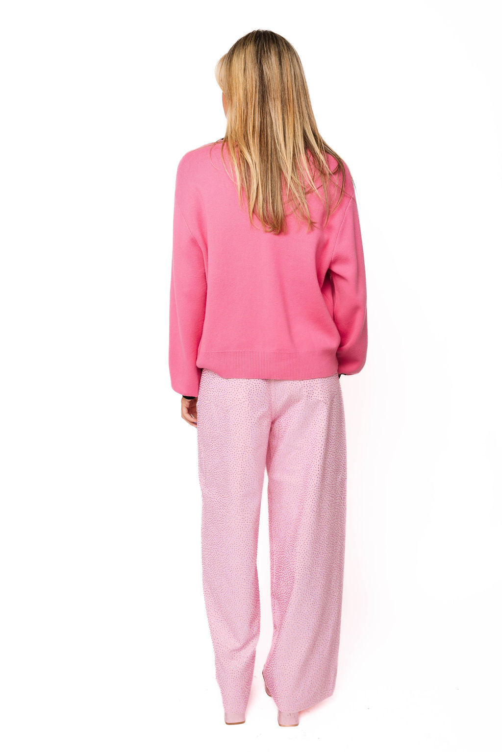 Queen of Sparkles Pink & Black Collar Santa in Leopard Suit Cardigan