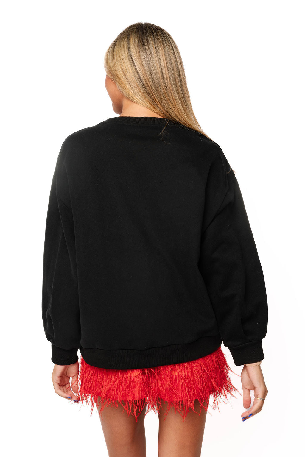 Queen of Sparkles Black Leopard Santa Fur Sweatshirt