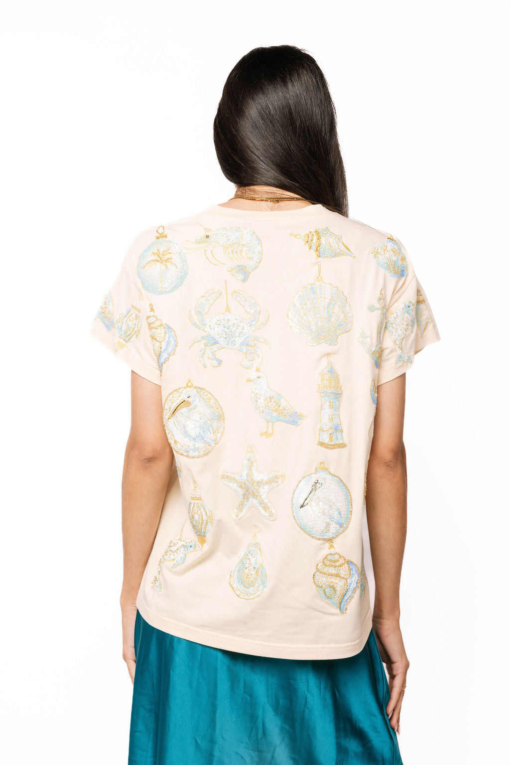 Queen of Sparkles Ivory Beach Sea Shell Ornament Tee