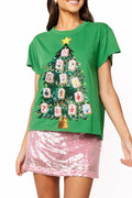 Queen of Sparkles Green Mahjong Tile Christmas Tree Tee