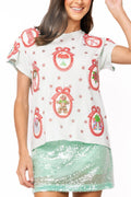 Queen of Sparkles Light Blue Christmas Wallpaper Ornament Tee