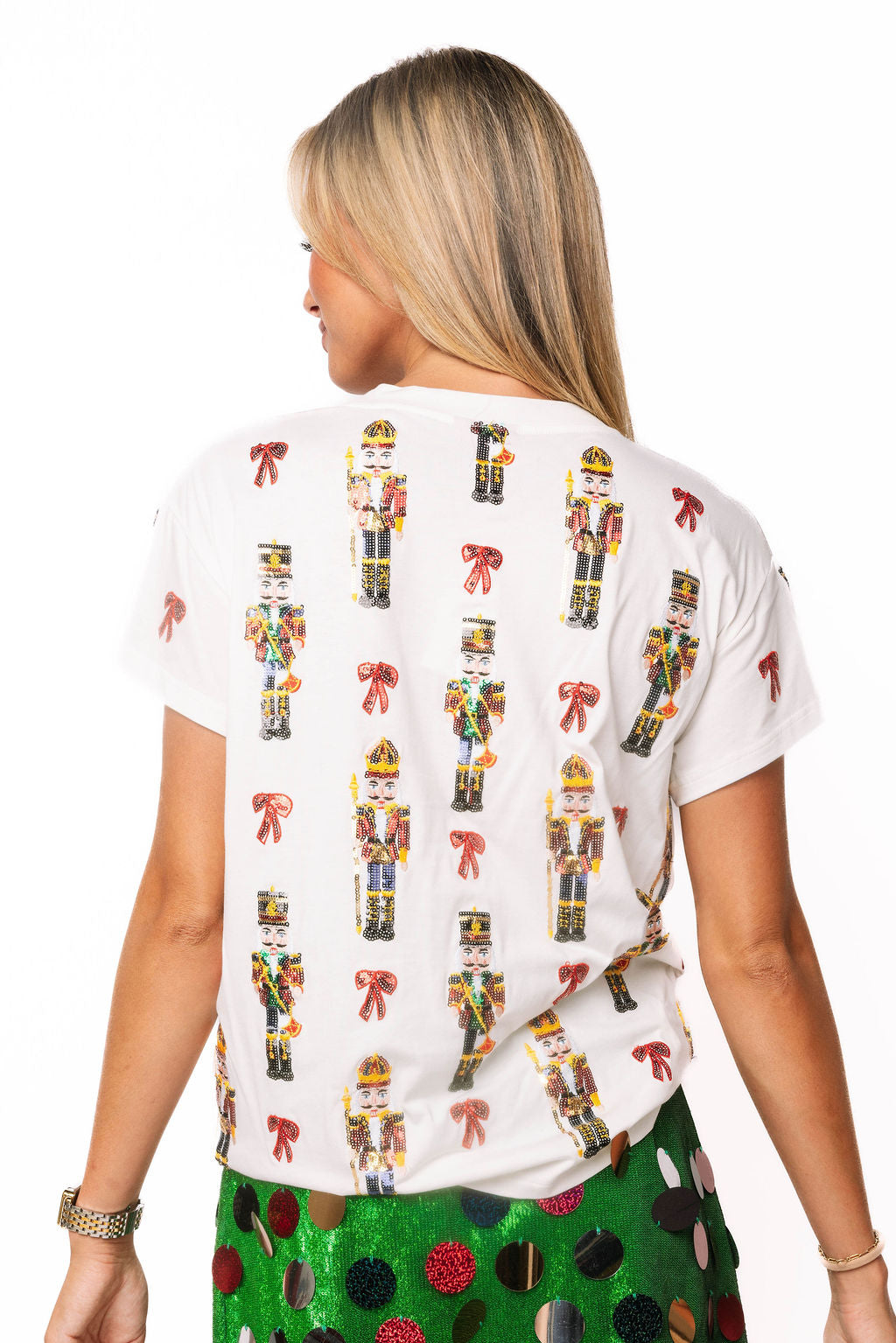 Queen of Sparkles White Nutcracker & Bow Tee