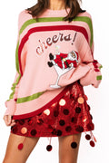 Queen of Sparkles Light Pink 'Cheers' Santa in Martini Sweater