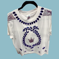 Queen of Sparkles White Tee with Royal Blue Crown