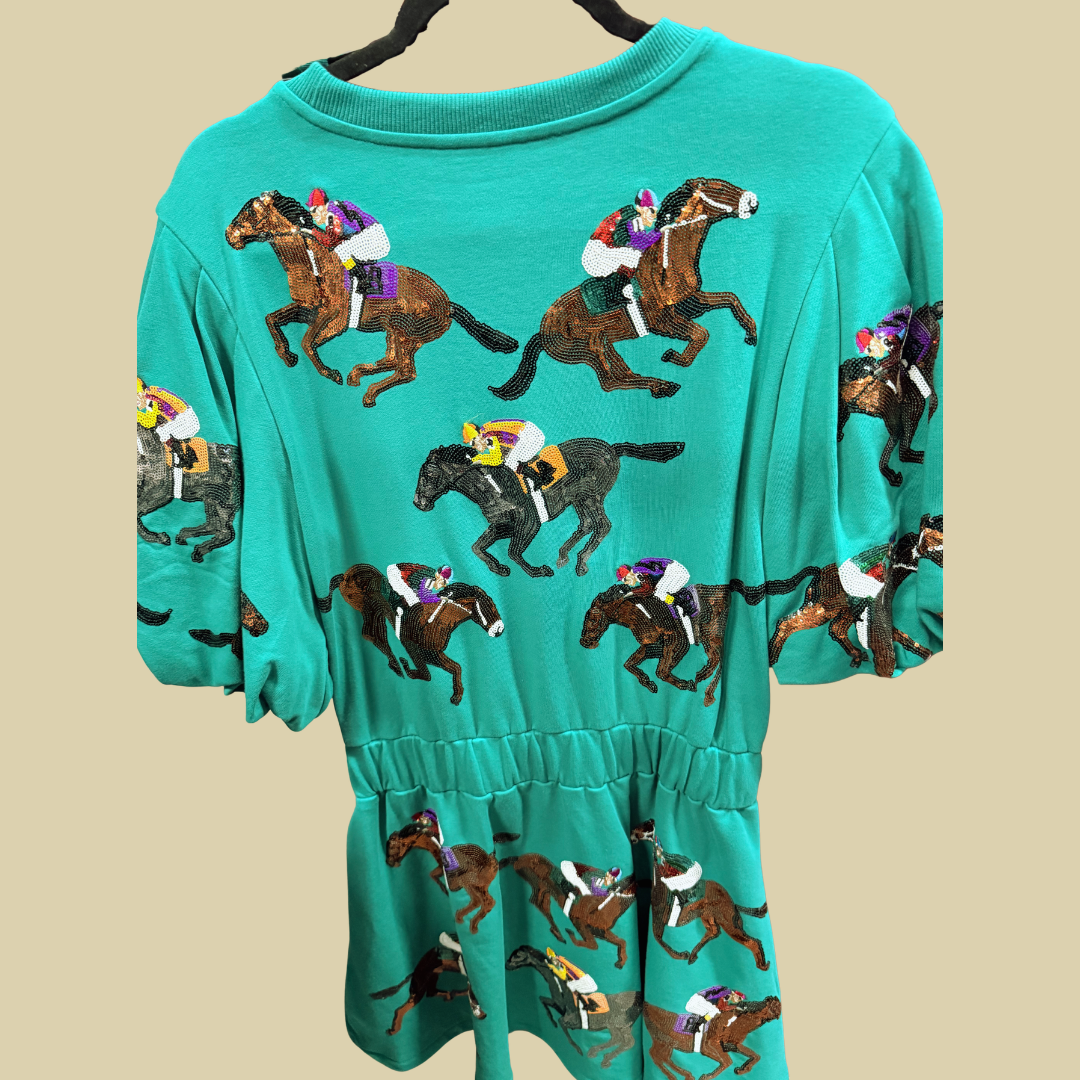 Queen of Sparkles Derby Green Romper Skirt