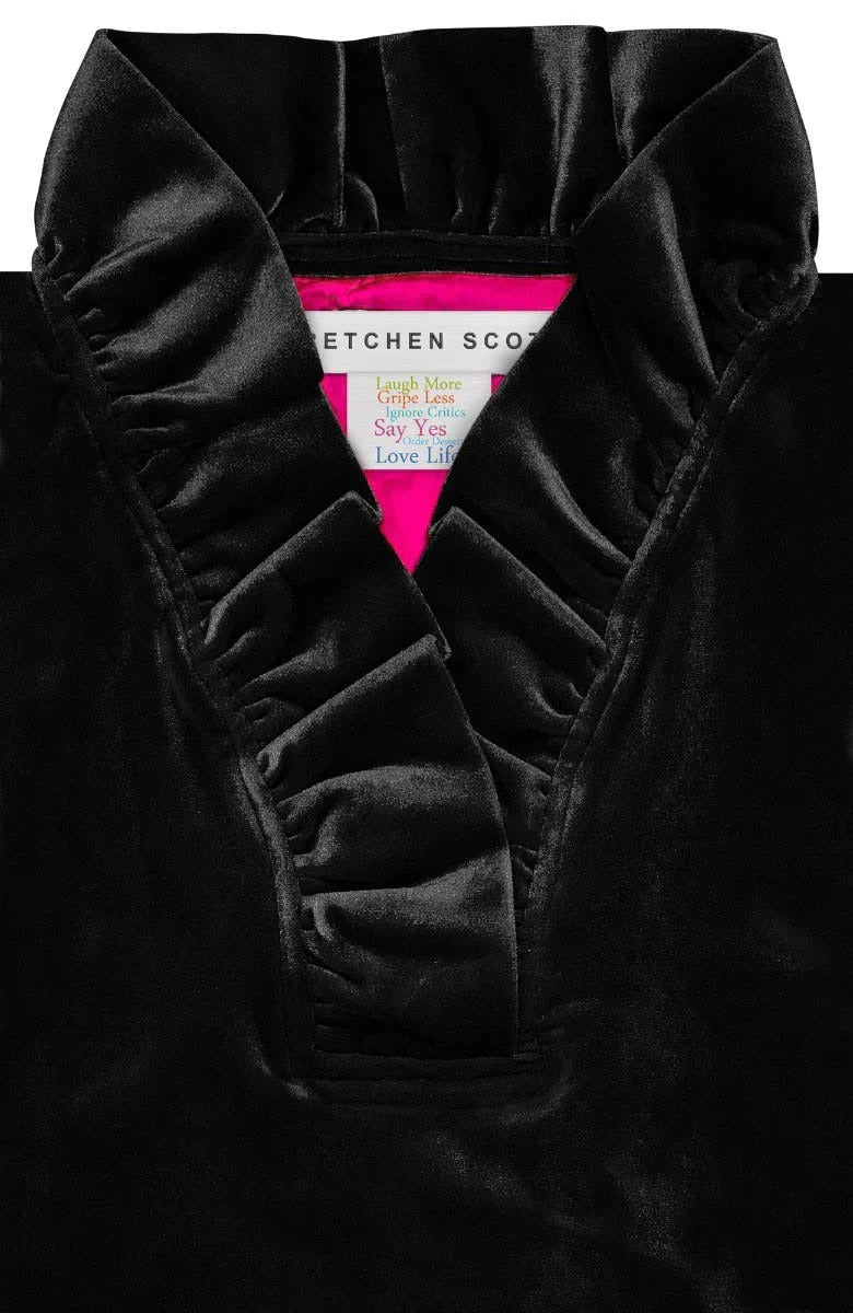 Gretchen Scott - Ruffneck Dress Silky Velvet Black