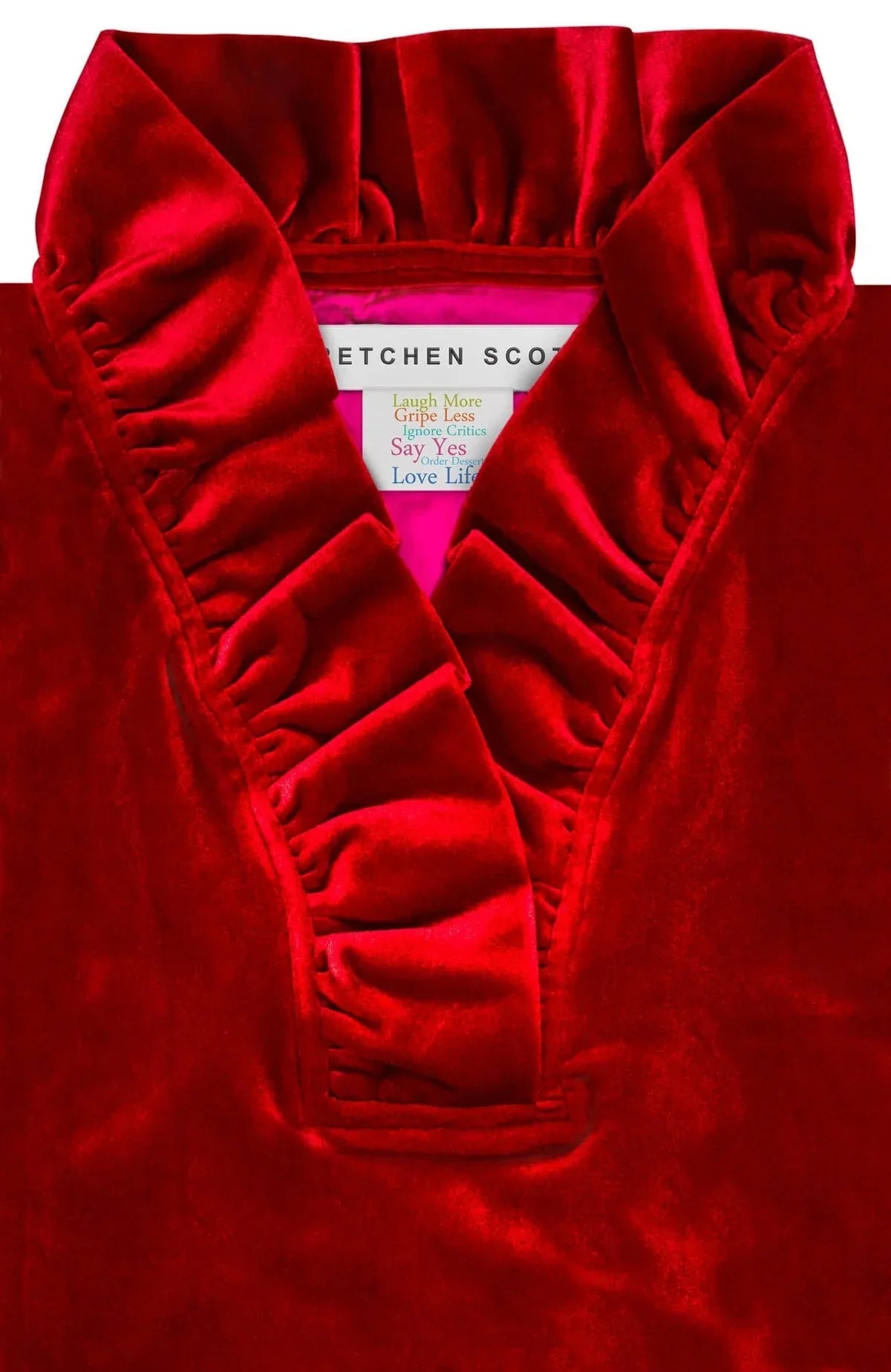 Gretchen Scott - Ruffneck Dress Silky Velvet Red